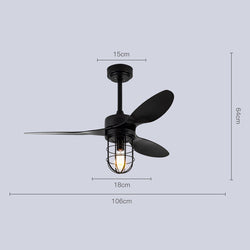 42 InchCage Ceiling Fan Light Farmhouse  Remote Control Decorative Smart Dc Ceiling Fan With Light