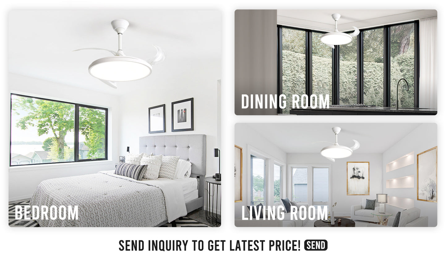 Morden Minimalist Round Ceiling Fan LED Home Decorative Indoor Retractable Invisible Ceiling Fan With Light And Remote Control 