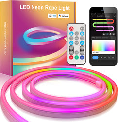 Поставщик электронной коммерции RGB Magic Color Tuya Smart Neon Rope Lights, гибкая лента 5M, неоновые светодиоды для игр, спальни, декора гостиной 