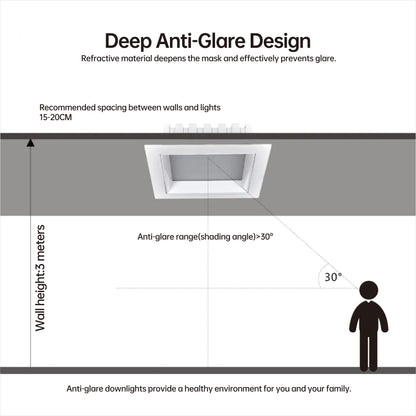 High Brightness 12W Indoor Lighting Downlights Antiglare Ceiling Down Light 3000K 4000K 6000k Spotlight Downlight