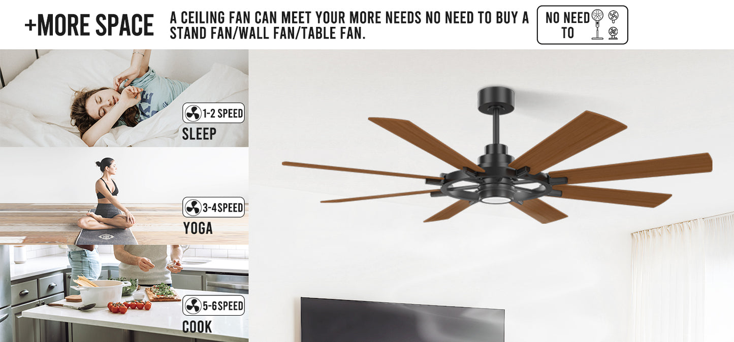 Modern And Simple Design Custom Ceiling Fan Coffe Brown Long Blade Ceiling Fan Reversible Motor Ceiling Fan 