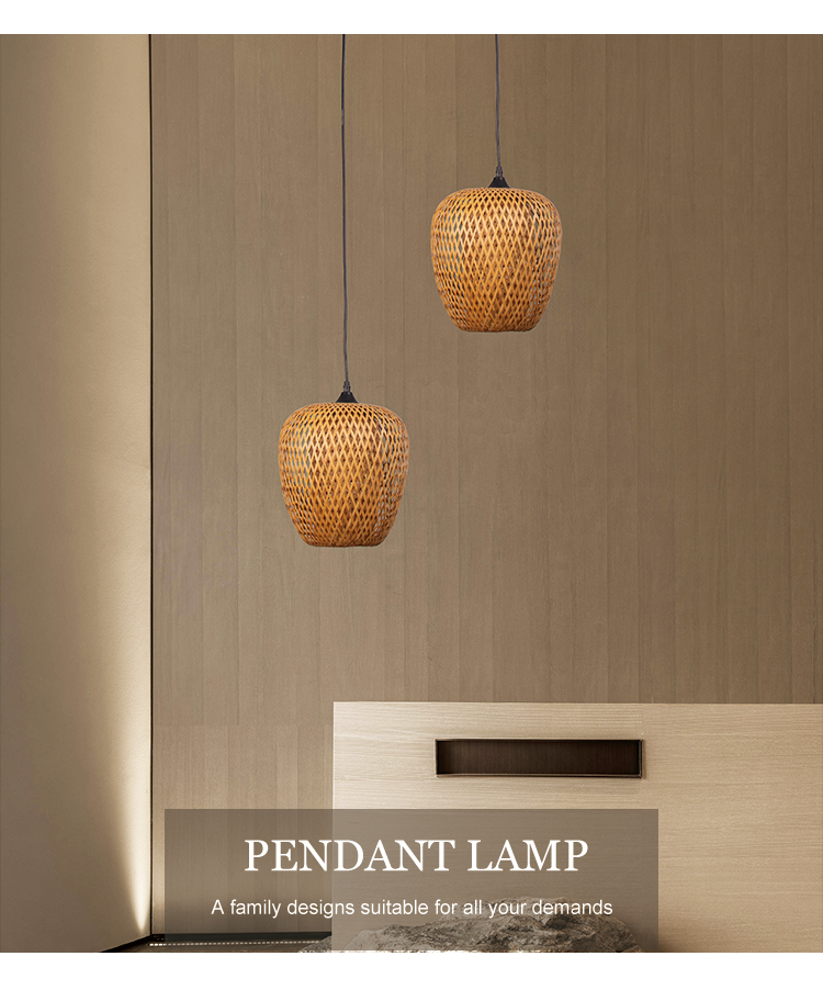 China Creative Round Natural Light Modern Chandelier Rattan Art Chandelier Led Bamboo Pendant Light