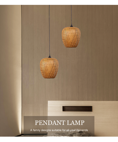 China Creative Round Natural Light Modern Chandelier Rattan Art Chandelier Led Bamboo Pendant Light