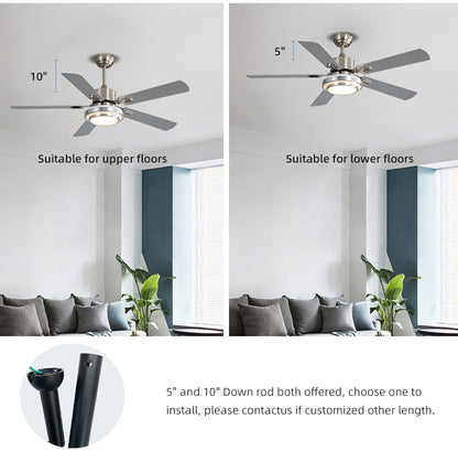 220V full copper wire 52inch led ceiling indoor fans with remote control ceilign fan with light 