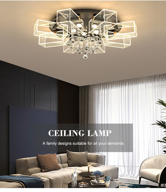 Popular Modern Surface Mounted Interior Garniture Luxury K9 Crystal Led Ceiling Lamp