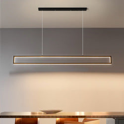 Modern Pendant Lights For Indoor Dining Living Room Kitchen Office Bar Cafe Rectangle Long Strip Black Hanging Lamp