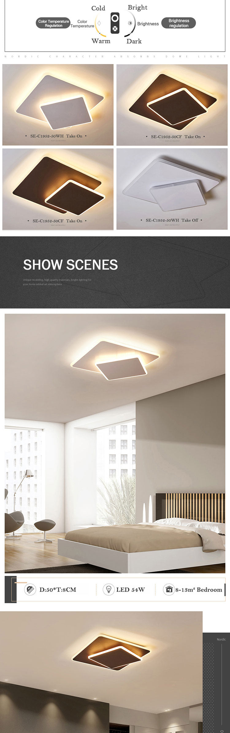 Wholesale home decorative acrylic dimmable ultra thin square led ceiling light 