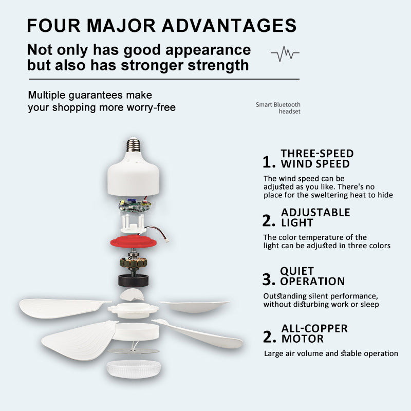 16 Inch 5 Blade Ceiling Fan Small Size E26 E27 Socket Ceiling Fan High Quality Simple Modern Ceiling Fan With Light