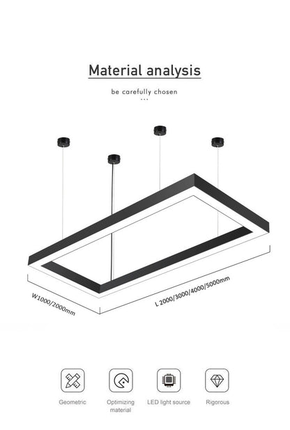 Factory Square Office Lamp Led Linear Rectangle commercial pendant lighting Light Fixture Modern