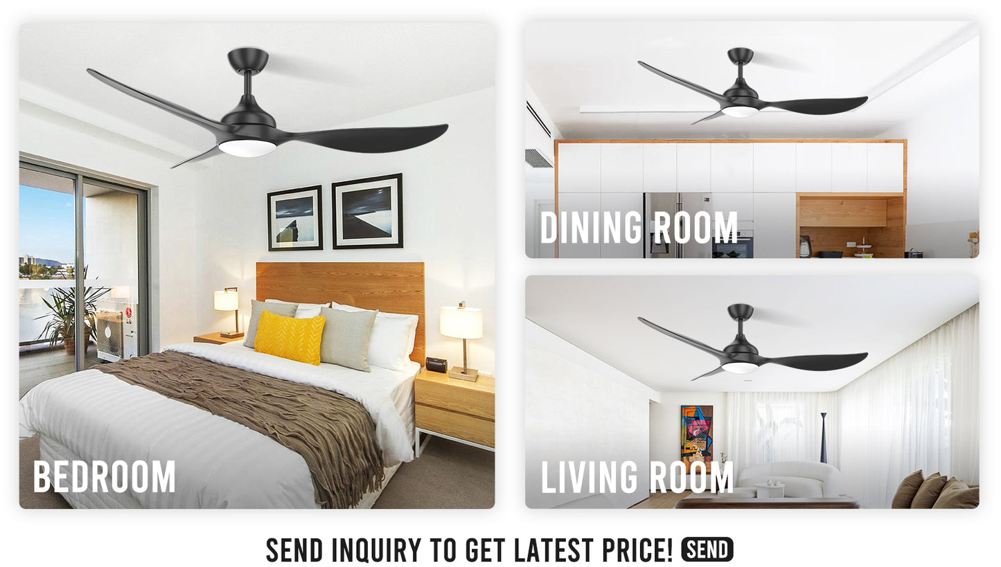 New Minimalist 56 Inch Large Ceiling Fan European Bedroom Ceiling Fan With Light And Remote Control