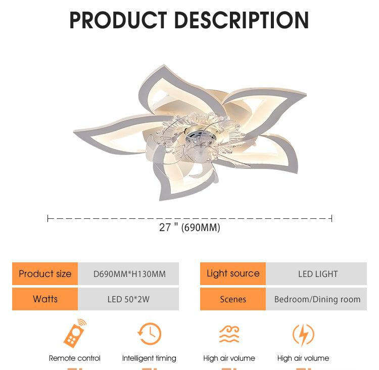 Bedroom Flush Mount Smart App Control 110V Home Flower Design Ceiling Fan With Remote