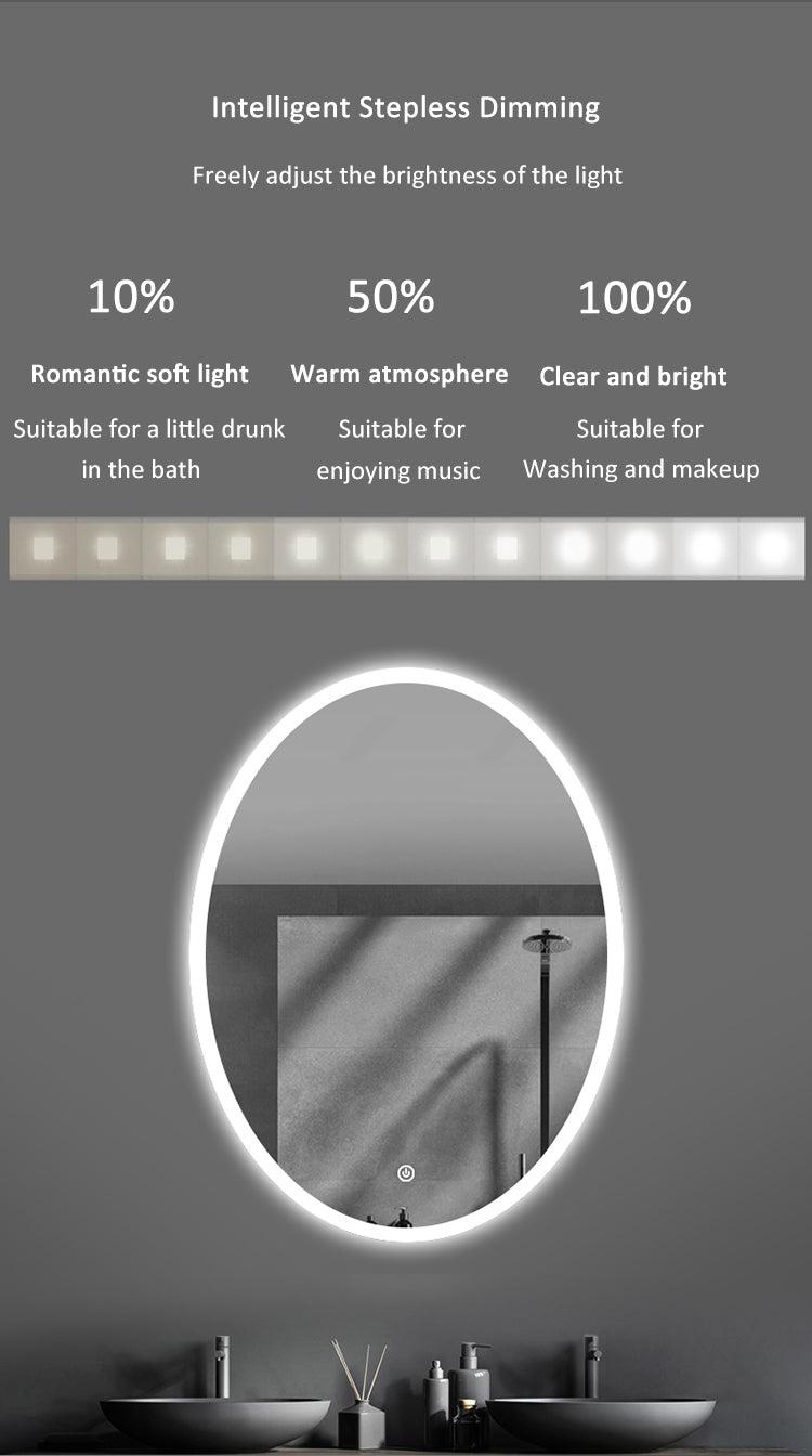 Modern Wall Mirror Hotel Bath Salon Lighted Vanity Led Mirror Wall Light With Clock