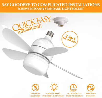 5 Blades Socket Fan Light E26 E27 Bulb Socket Ceiling Fan With Remote Control