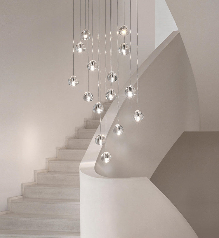 Luxury Led Light Restaurant Stairs Chandelier Living Room Big Modern Crystal Staircase Chandelier