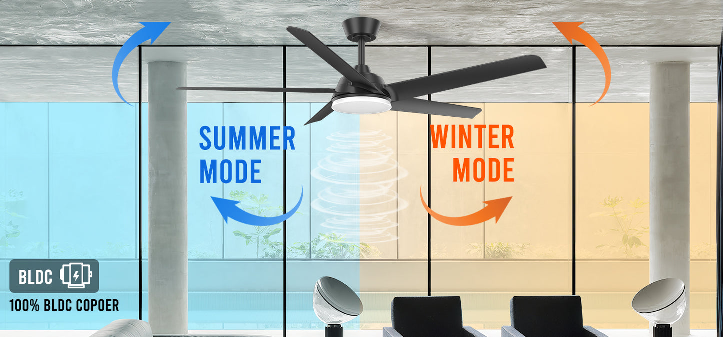 52 Inch Home Decorative Modern Fan Light Reversible Motor Ceiling Fan With Light Remote Control