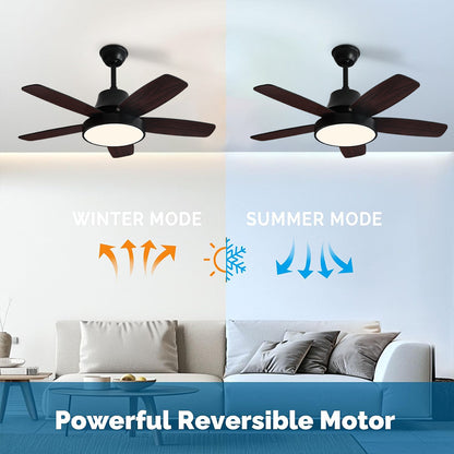 42 Inch 5 Plywood Blade High Quality Ceiling Fan Modern Smart Ceiling Fan With Light And Remote Control