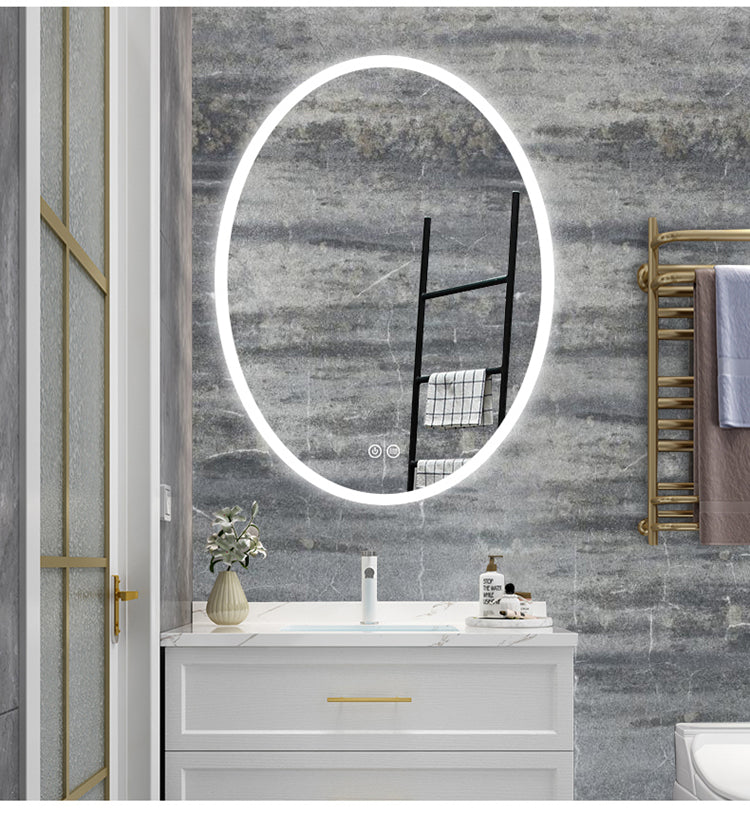 Modern Wall Mirror Hotel Bath Salon Lighted Vanity Led Mirror Wall Light With Clock