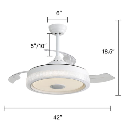 42 Inch Smart APP Control Invisible Fan Light Dimmable Retractable Ceiling Fan With RGB Light