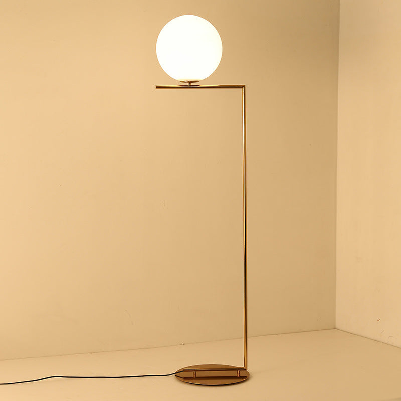 Wholesale price luxury delicate golden modern body milk white ball glass indoor floor lamp