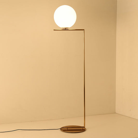 Wholesale price luxury delicate golden modern body milk white ball glass indoor floor lamp