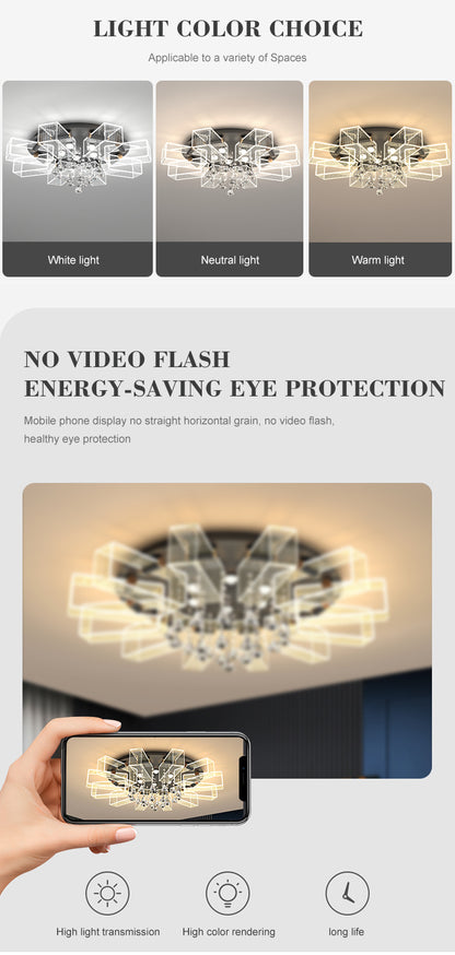 Popular Modern Surface Mounted Interior Garniture Luxury K9 Crystal Led Ceiling Lamp