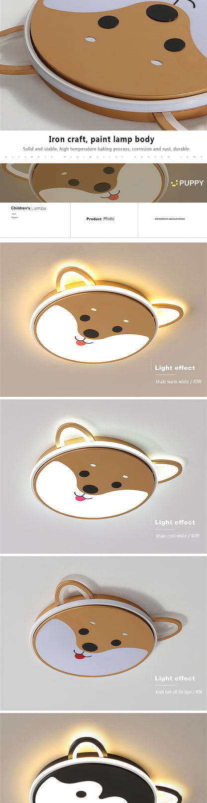 Wholesale retail yellow black puppy design ceiling led lights lighting CCT change dimmable ceiling lamp children room