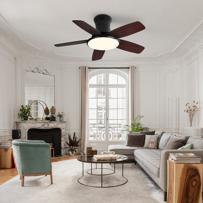 High-End Ceiling Fan 42 Inch 5 Plywood Blade Modern Nordic Ceiling Fan With Light And Remote Control