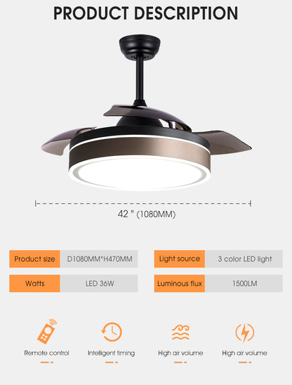 Simple Mute Ceiling Fan Light 42 Inch Short Blade Ceiling Fan High-end Ceiling Fan Light With Remote Control 