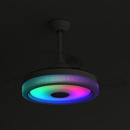 Indoor Smart 42 Inch APP Control Dimmable Retractable Led BLDC Ceiling Fan With RGB Light