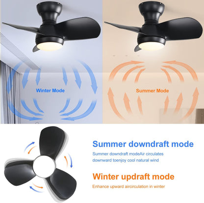 Modern Cartoon Ceiling Fan AC DC Ceiling Fan 22 Inch Small Ceiling Fan With LED Light 