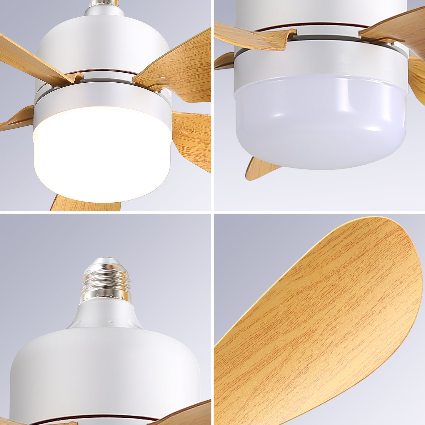 16 Inch 5 Blade Socket Fan Light Small Size E26 E27 Socket Ceiling Fan With Light For Garage Kitchen