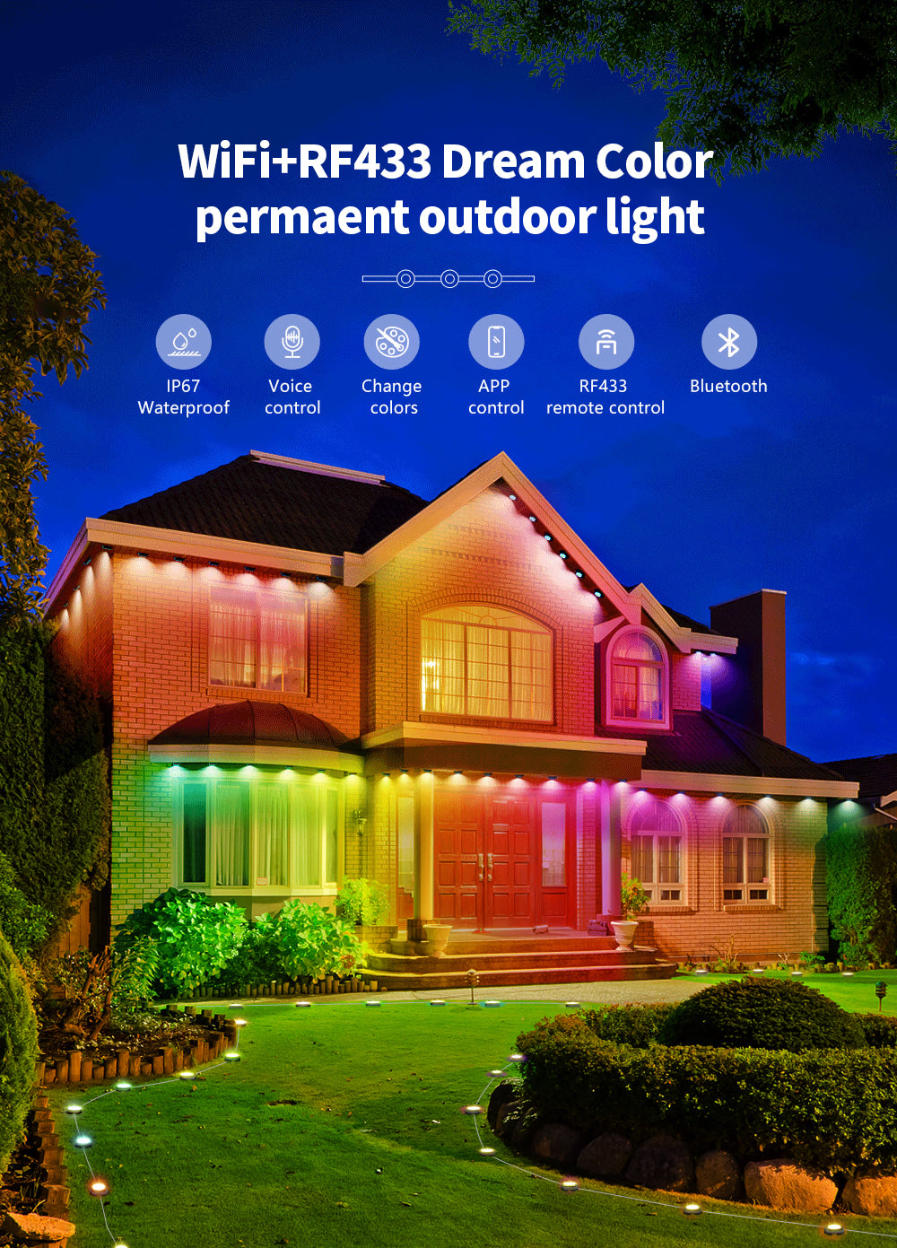 CL Lighting Supplier Wholesale IR WIFI APP Permanent Fairy Holiday Led Christmas Lights Outdoor Waterproof