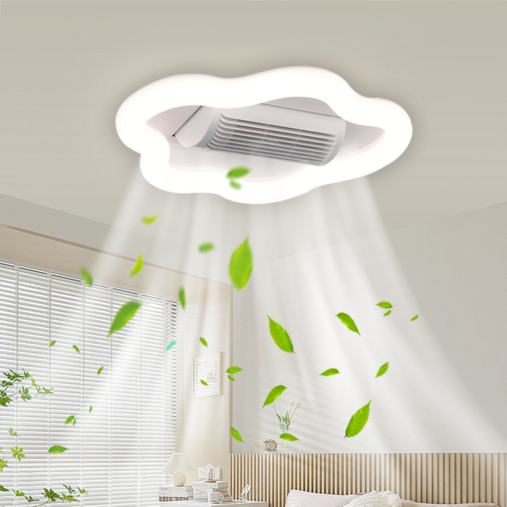 Modern Cartoon Bladeless Flower Design Ceiling Fan Household Ventilation Ceiling Fan With Light And Remote Control 