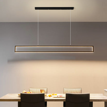 Modern Pendant Lights For Indoor Dining Living Room Kitchen Office Bar Cafe Rectangle Long Strip Black Hanging Lamp