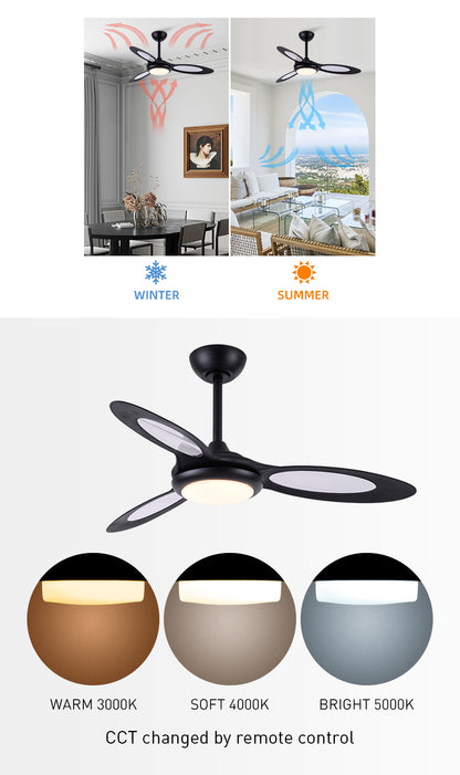 Modern Nordic Style 42 Inch Retractable Ceiling Fan Home Led Quiet Reversible Motor Ceiling Fan With Light 