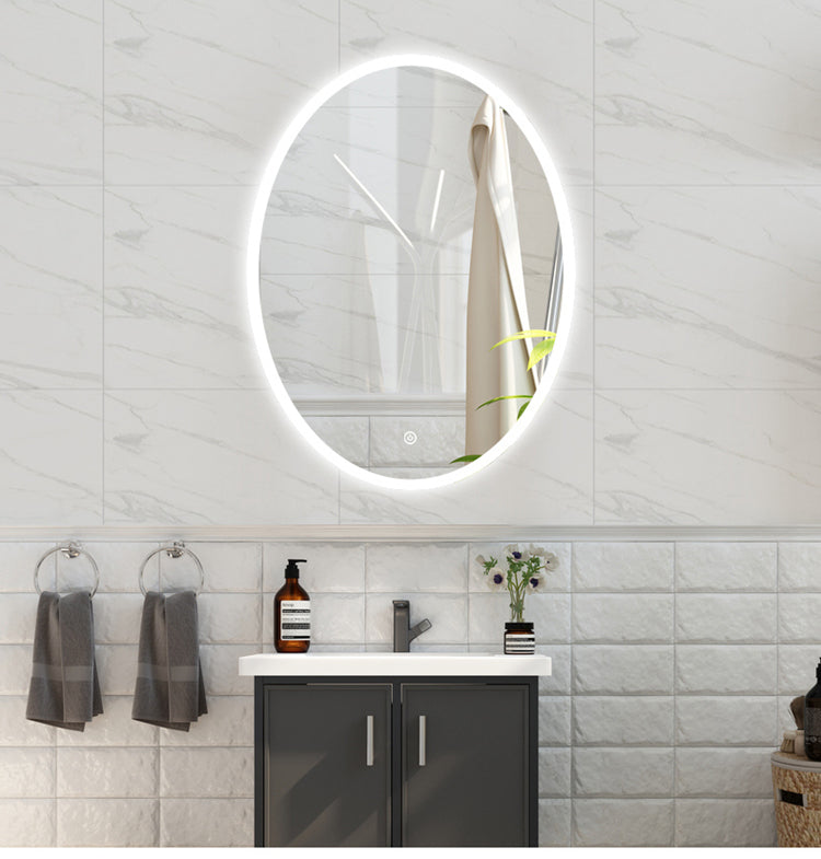 Modern Wall Mirror Hotel Bath Salon Lighted Vanity Led Mirror Wall Light With Clock