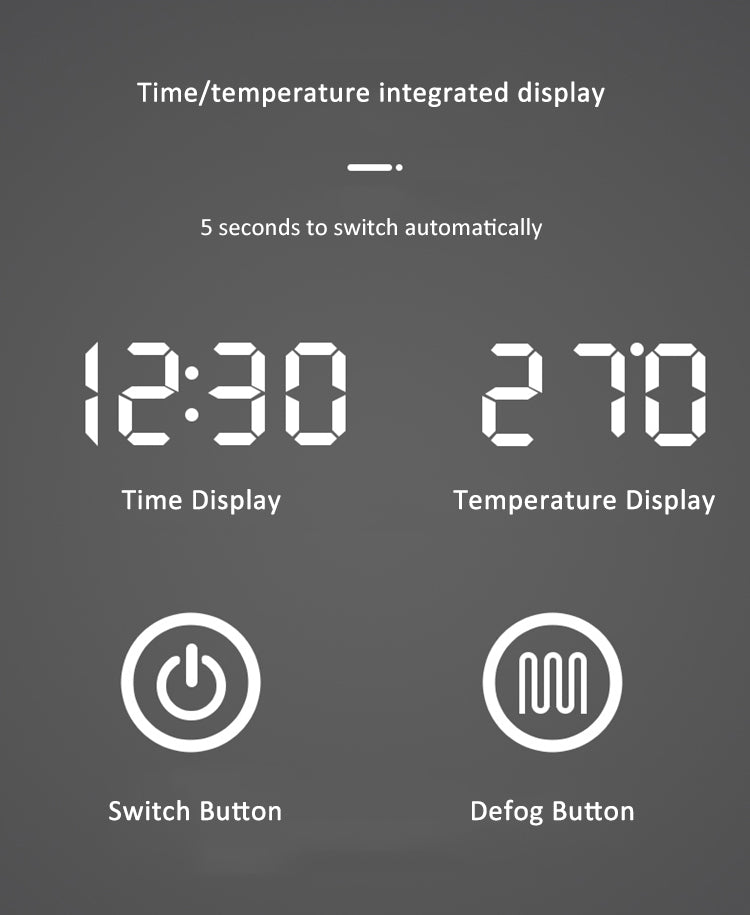 12w 15w 18w 21w противотуманные часы с защитой от запотевания, время, температура, часы для ванной комнаты, светодиодный светильник для косметического зеркала 