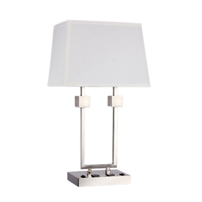 Wholesale White Hotel Brushed Nickel American Hotel Type C Table Lamp Bedside Lamp Reading Lamp with Linen Shade