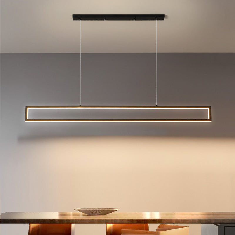 Modern Pendant Lights For Indoor Dining Living Room Kitchen Office Bar Cafe Rectangle Long Strip Black Hanging Lamp