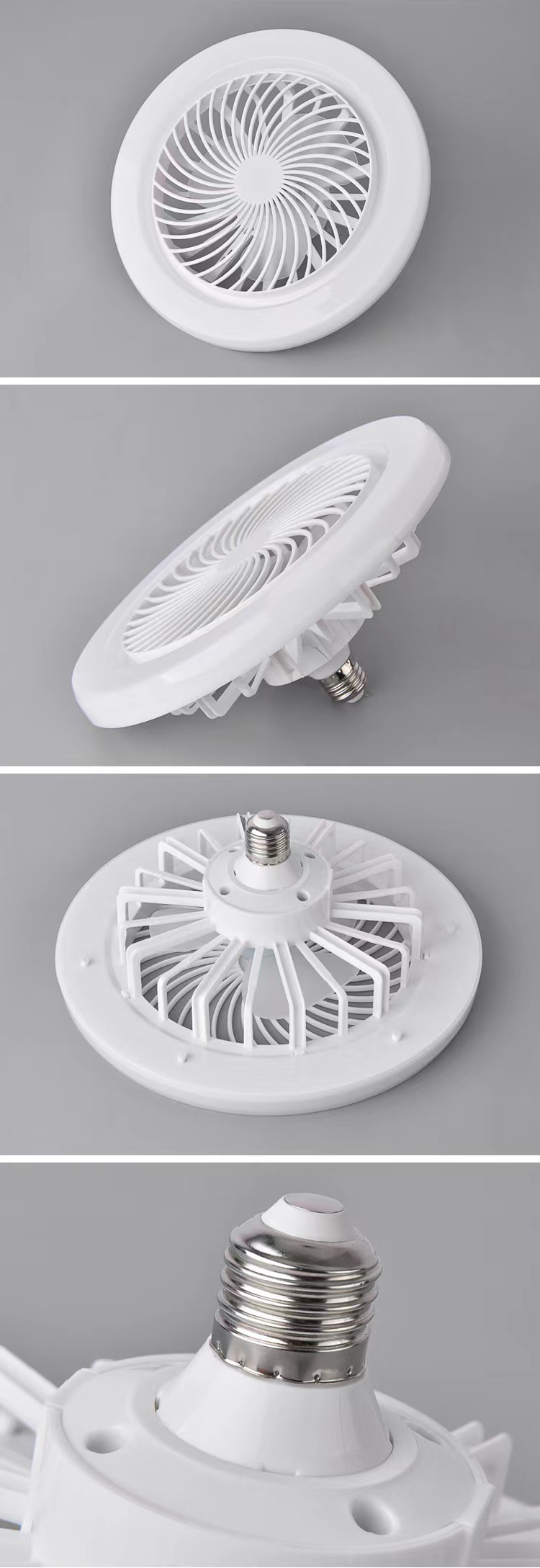 Easy Install Mini Socket Fan Dimmable 3 Wind Speeds Remote Control Base Enclosed E27 Ceiling Fan For Bedroom Kitchen