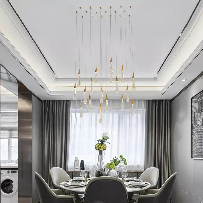 Modern Single Minimalist Villa Meteor Rain Drops Restaurant Bar Stair Chandelier Ceiling Luxury Light