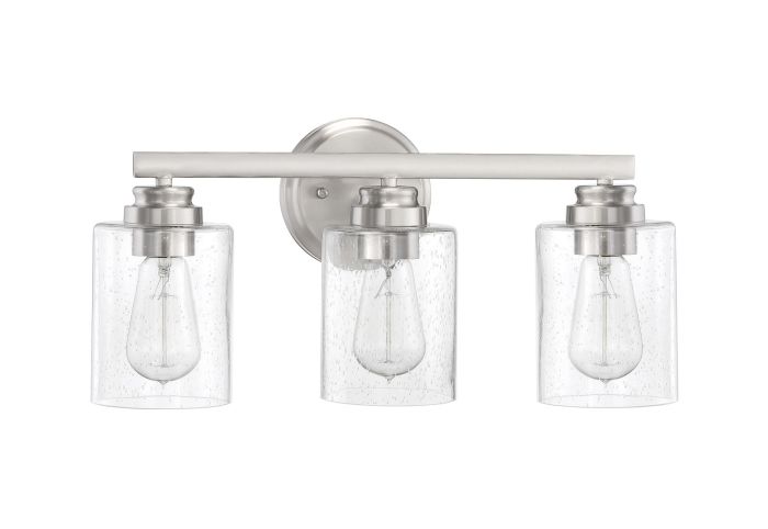 Hotel Home Bathroom Lamps Led Brushed nickel Seeded glass Vanity Craftmade Bolden 3 Light Vanity 