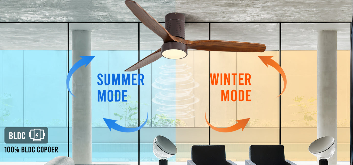 High Quality Home Living Room 52 Inch Ceiling Fan Decorative Indoor Brown  Ceiling Fan With Light