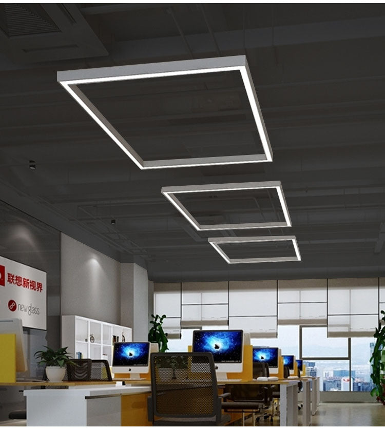 Factory Square Office Lamp Led Linear Rectangle commercial pendant lighting Light Fixture Modern