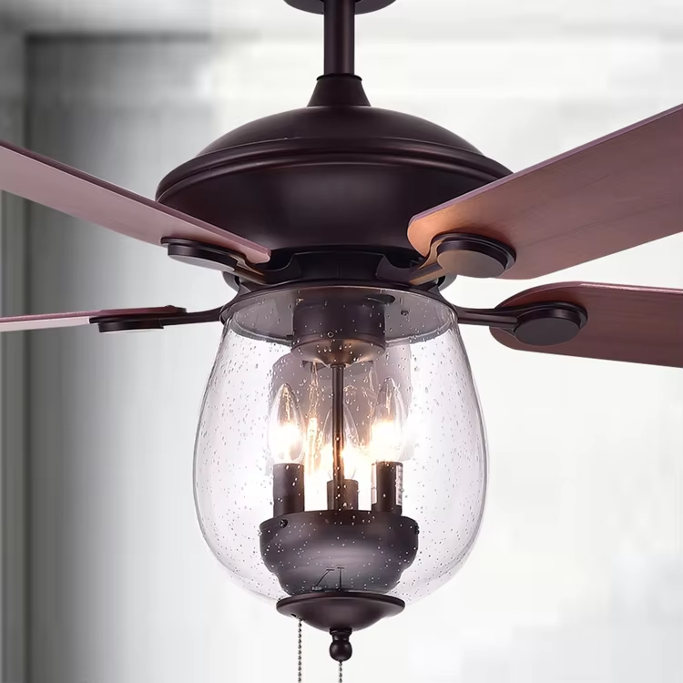 52 Inch 4 Blade Luxury Living Room Electric Fancy Lights Retractable Blade Ceiling Fans With Light