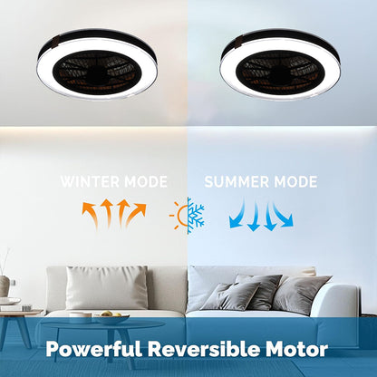 Indoor Fandelier Fan Light Modern Bedroom Dc Motor Remote Control Bladeless Ceiling Fan With Light 