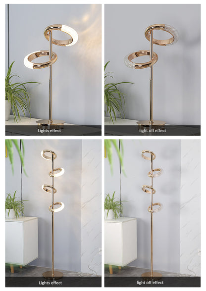 20w Ring Crystal Luxury Modern Floor Light Living Room Night Decoration Stand Standing Floor Lamps