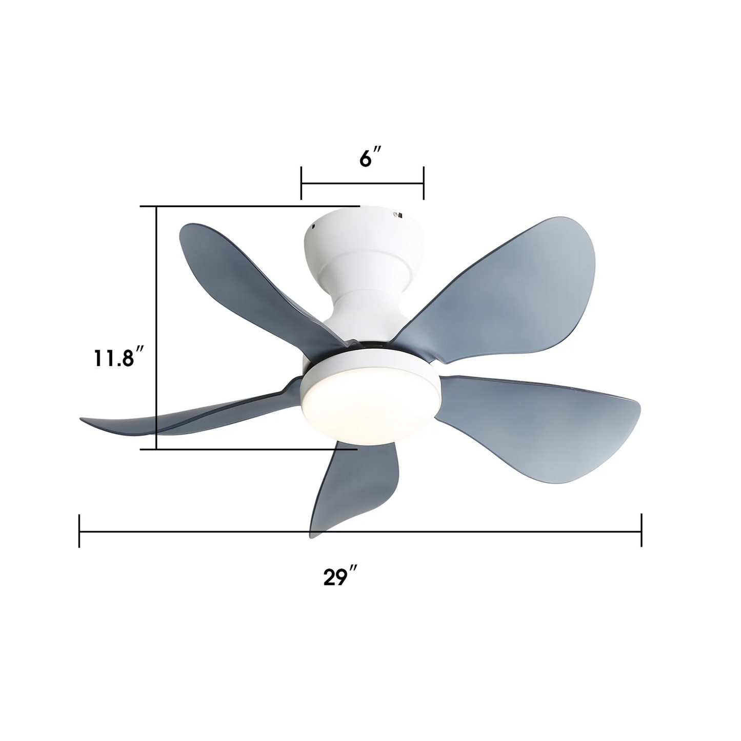 29 Inch Small Size Ceiling Fan Hot Sale DC Motor 5 ABS Blade Led Ceiling Fan With Light For Indoor