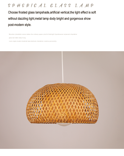 China Creative Round Natural Light Modern Chandelier Rattan Art Chandelier Led Bamboo Pendant Light