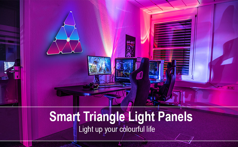 E-commerce Supplier Custom IR APP Sync Smart Home Decor Led Night Lamp Rgb Magic Color Gaming Wall Triangle Light Panels